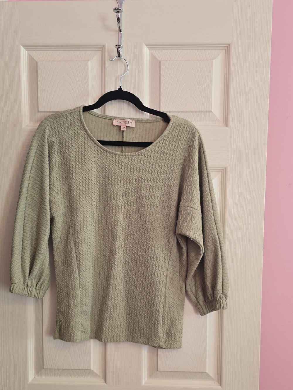 Philosophy Olive Ribbed Scoop‎ Neck Top